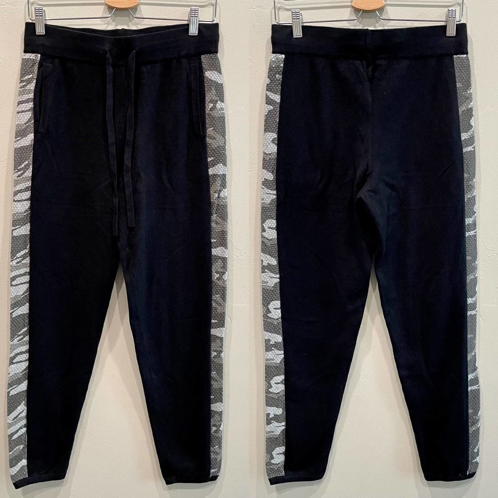 NWT Monrow Camo Striped Black Sweatpants - Size: Small